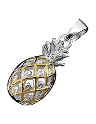 925 Silver Two Tone Small Pineapple Pendant Hawaiian Silver Jewelry