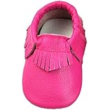 Lowpricenice Baby Tassel Soft Sole Leather Shoes Infant Toddler Moccasin (S, Hot pink)