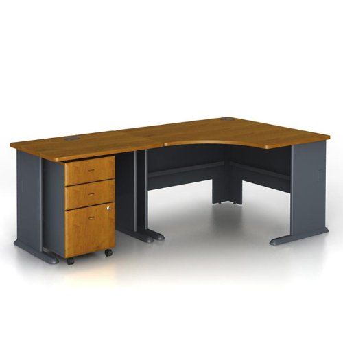 Natural Cherry and Slate Corner Desk with File Natural Cherry/Slate