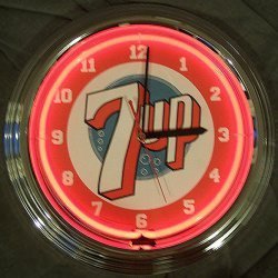 7UP Chrome Finished Neon Clock (red) (15H x 15W x 3D) by Neonetics, Inc