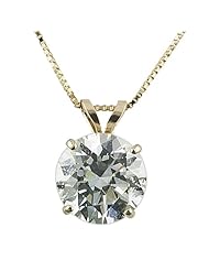 14k Gold Round-Cut 7.5mm Cubic Zirconia Solitaire Pendant (1.25 cttw)