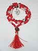 Coral Crystal Rudraksha Prayer Beads Yoga Meditation Japa Mala with Om Pendant
