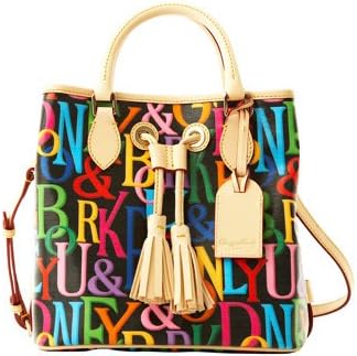Dooney & Bourke Grafica DB Retro Small Handle Drawstring Tote RV892 (Black/Multi)