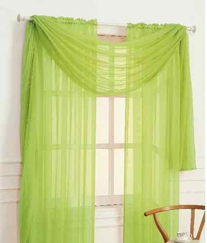 MONAGIFTS TWO PANELS 55 WIDE X 95" LENGTH LIME GREEN 2 Piece Solid SHEER PANEL with ROD POCKET - Window Curtain Treatment 95" LENGTH