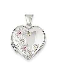Sterling Silver Floral 18mm Heart Locket