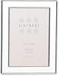 Wide White Enamel Silver Metallic Trimmed Picture Frame 4x6