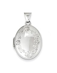 Sterling Silver 21mm Floral Oval Locket. Metal Wt- 1.94g