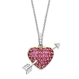 9ct  Rose And White Gold Diamond, Pink Sapphire Heart & Arrow Pendant And 18 Chain