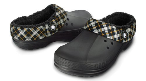 crocs Unisex Blitzen Winter Plaid Clog,Black/Black,9 M (B) US Women / 7 M (D) US Men