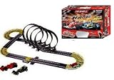 Wingo Life Like F1 Racer with Death loops - Adjustable Giant Premium Slot car Track set with Turbo booster - AC powered Electric Slot Car Race Set - 30ft Long