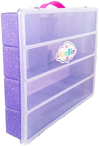 Purple Glitter Shopkins Compatible Storage Case, My KinBin Organizer for Shopkins, Portable Container, Fits Over 200 Characters, Sturdy, Lightweight Carrying Case with Clear Top