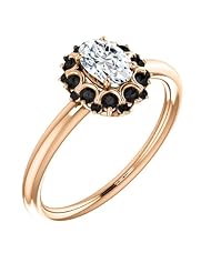 10K Rose Gold Oval Cut White and Black Diamond Flower Inspired Ring -- LIFETIME WARRANTY