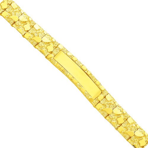 14K Yellow Gold Nugget ID Bracelet Mens Jewelry 7″