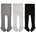 Epeius Infants Baby Girls Seamless Cable Knit Solid Cotton Tights for 6-12 Months,Black/White/Grey (Pack of 3),