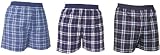 3 Pack Lot Assorted Blues Unisex Flannel Tartan Check Cotton Plaid boxers boxer shorts available in 5 adult sizes exposed waist false fly