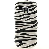 Hard Snap-on Shield RUBBERIZED With BLACK WHITE ZEBRA Design Faceplate Cove ....