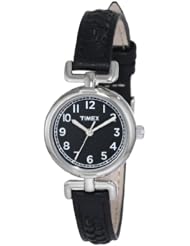 Timex Womens T2N660 Weekender Petite Black Leather Strap Watch