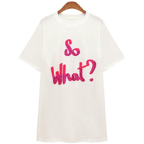 メッセージスパンコールロゴプリントTシャツ