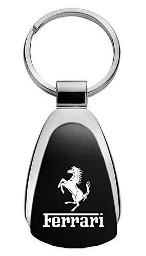 Ferrari Laser Etched Black Teardrop Keychain