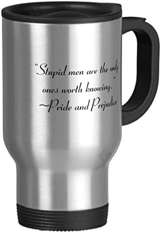 Yuiekim Stupid Men Worth Knowing Jane Austen Quote 14oz Travel Mug Coffee Mug