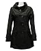 Ladies Black Wool Blend Button Collar Pea Coat