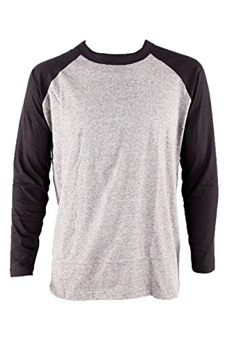 Knocker Men's Long Sleeve Baseball Raglan Shirt-Gray/Black-Large