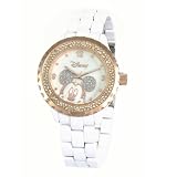 Disney Women's 58595 Mickey Mouse White Enamel Sparkle Watch with Rose Gold Bezel Watch