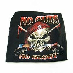"No Guts - No Glory" Black Skull Pirate T-Shirt Large
