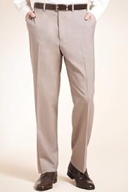 Supercrease® Wool Blend Flat Front Textured Trousers [T18-3913-S]