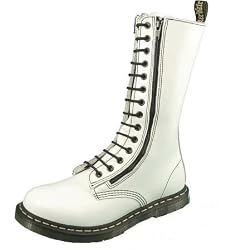 Dr. Martens 9733 14 Eye 2 Zip Boot White Patent Leather