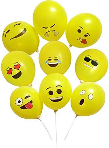 Emoji Smile Face Latex Balloons, 12 inch Cute Emoji Themed Party Balloons, Kids Birthday Party Supplies, Pack of 60