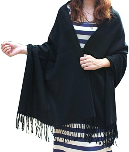MAOYIN Women 82" X 25" Classical Tassel Soft Pashmina Scarf Shawl/Wrap/Stole-black