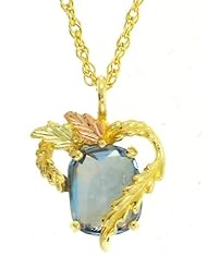 Classy! 10k Yellow-gold Black Hills Gold 10x8mm (March-birthstone) Created Aquamarine Pendant-necklace