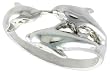 Sterling Silver Diamond Cut Triple Dolphin Ring