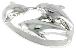 Sterling Silver Diamond Cut Triple Dolphin Ring
