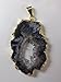 Agate Pendant Jewelry, Geode Slice, a Unique Polished Natural Stone from Brazil, with a Center of Druzy Crystals, Medium Size Between 1 1/4
