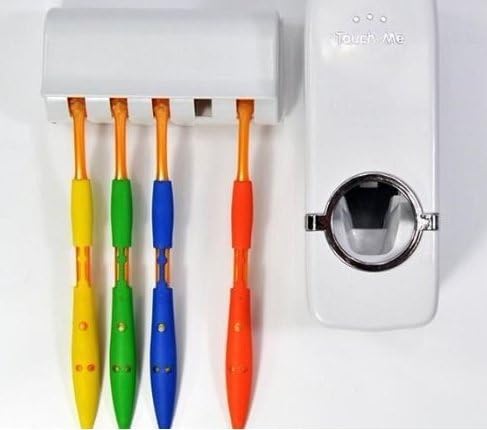 JQWORKLAND Automatic Toothpaste Dispenser and Tooth Brush Holder Set - White