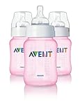 Philips AVENT 3 Pack BPA Free Classic Bottles, Pink, 9 Ounce