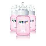 Philips AVENT 3 Pack BPA Free Classic Bottles, Pink, 9 Ounce