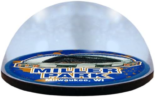 MLB Milwaukee Brewers Miller Park in 2" crystal Magnetized paperweight with Colored Window Gift Box