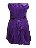 Strapless and Slimming Bubble Dress with Ribbon Tie Belt in Purple or Black