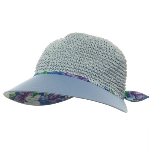 Ladies Straw Sun Hat-Aqua