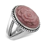 Carolyn Pollack Sterling Silver and Rhodonite Carved Flower Rodeo Romance Ring