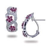 Women's Diamond & Ruby Earring in 14K White Gold (1.28 ctw)