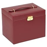 Wolf Designs 280104 Heritage Red Large Jewelry Case with Side Panel Doors Jewelry-Box