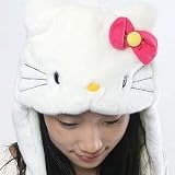Hello Kitty Plush Pilot Winter Hat with Pom Poms & Pink Bow CUTE!!