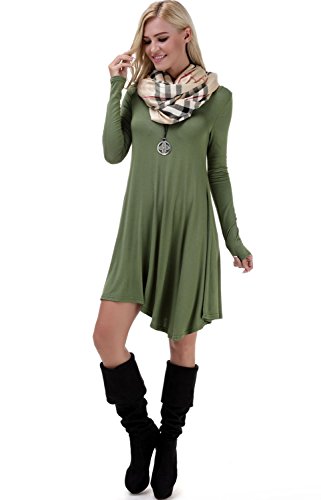 Viishow women s long sleeve casual loose t-shirt dress …