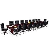 Mayline 24' Traditional Table with 18 Leather Chairs