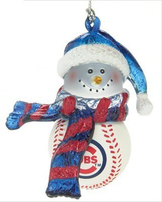 Chicago Cubs Acrylic Striped Snowman Ornament by SC Sports
