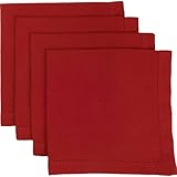 Now Designs Set of 4 Hemstitch Napkins, Chili Red